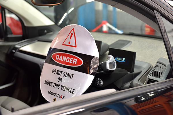 EV - Electric vehicle testing facility safety badge