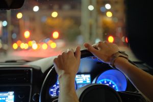 Driving in the Dark on a lit road